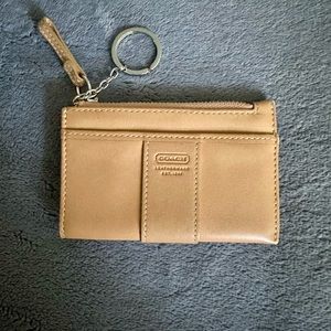 Coach mini zip coin, card, key chain, double pocket outside